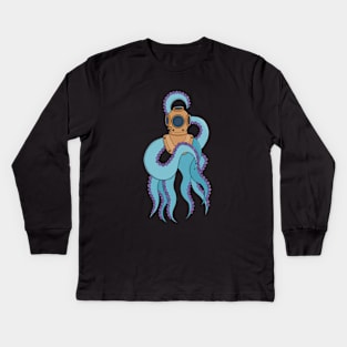 An octopus wearing a diving suit Kids Long Sleeve T-Shirt